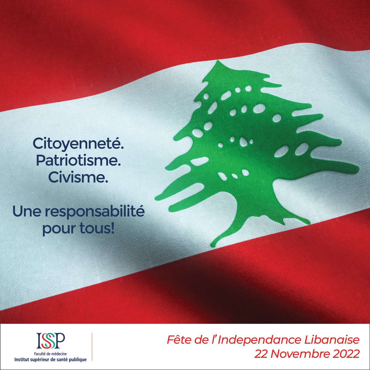 IsspUsj's tweet photo. Citizenship.
Patriotism.
Civis
A responsibility for all!
.
Happy Lebanese Independence Day; November 22nd, 2022.
.
#lebanon #citizenship #patriotism #civism #independence #country #education #22november #lebanese https://t.co/1XszYPQlb0