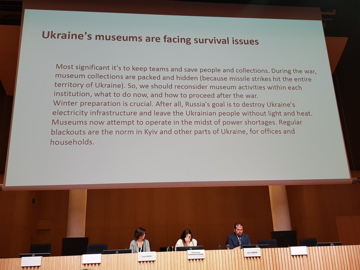 peinadormarta's tweet photo. Protection of #museums & #heritage during armed conflicts Anastasiia Cherednychenko #ICOMUkraine @IcomOfficiel
- Destruction of #heritage & red list of places in risk
- #MuseumProfessionals joining the army
- International support
- Chalenge: #Audiences & post war
#JornadaXML22 https://t.co/gdpnU8Rhju