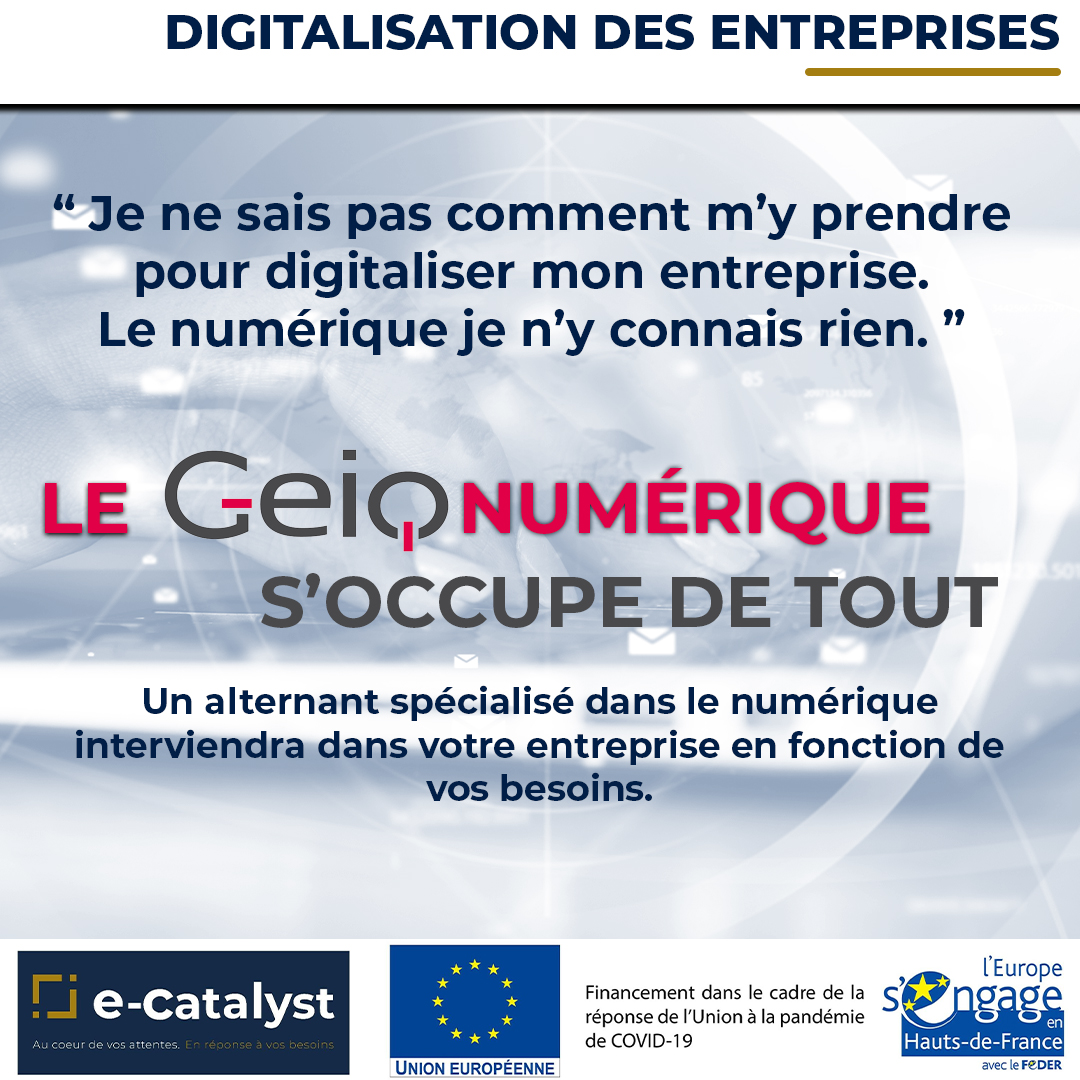 eCatalystFR's tweet photo. Vous souhaitez digitaliser votre entreprise mais vous n'y connaissez rien? Vous n'avez pas le temps ni les moyes de vous y consacrer? Adhérez au Geiq Numérique qui s'occupera des la gestion d'un alternant facturé à l'heure pour répondre à vos besoins. 
🌐 https://t.co/6PFW1yJxIo https://t.co/etPoRMJ8Bc