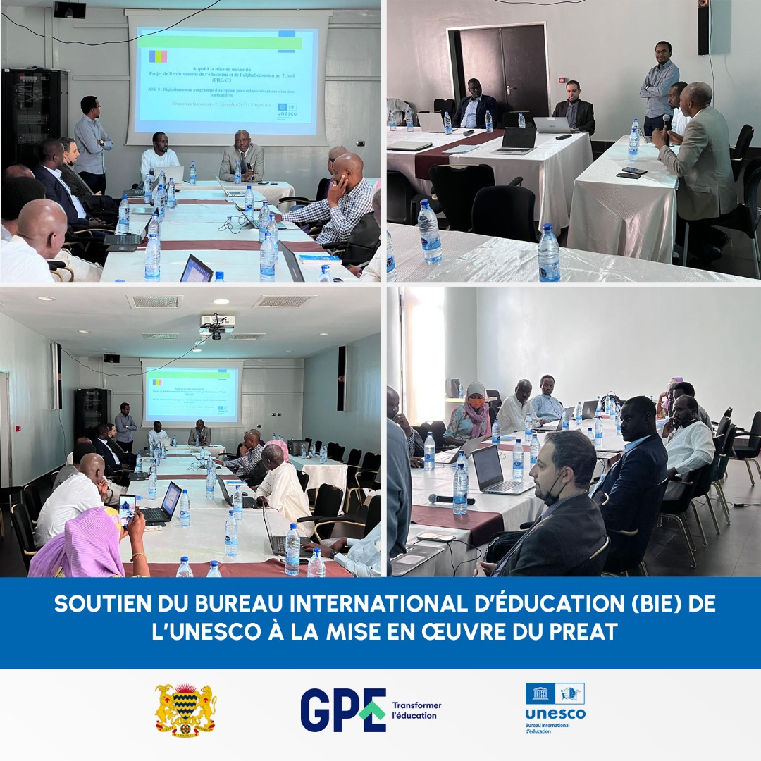 IBE_UNESCO's tweet photo. L’@IBE_UNESCO organise un atelier pour renforcer les capacités des cadres du #MENPC sur la #digitalisation des #programmes condensés du #primaire, dans le cadre de son soutien à la mise en œuvre du Projet du Renforcement de l’Education et de l’Alphabétisation au #Tchad (PREAT). https://t.co/ZPYRb8NviW