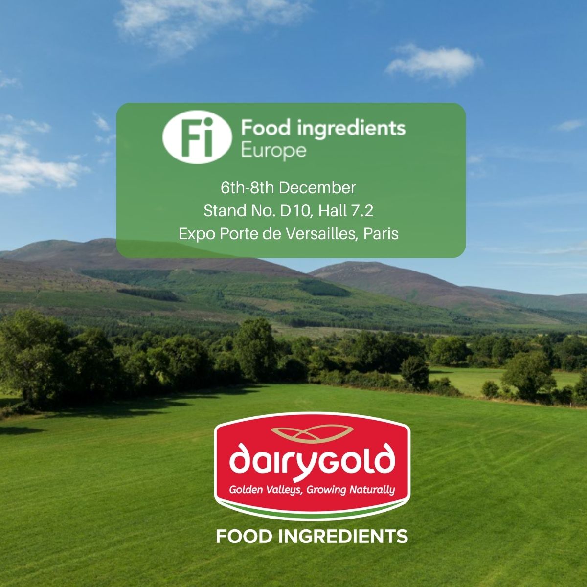 Dairygold will be attending Food Ingredients Europe from 6th-8th December in Paris. We look forward to meeting our customers at stand D10 in Hall 7.2 #FoodIngredientsEurope