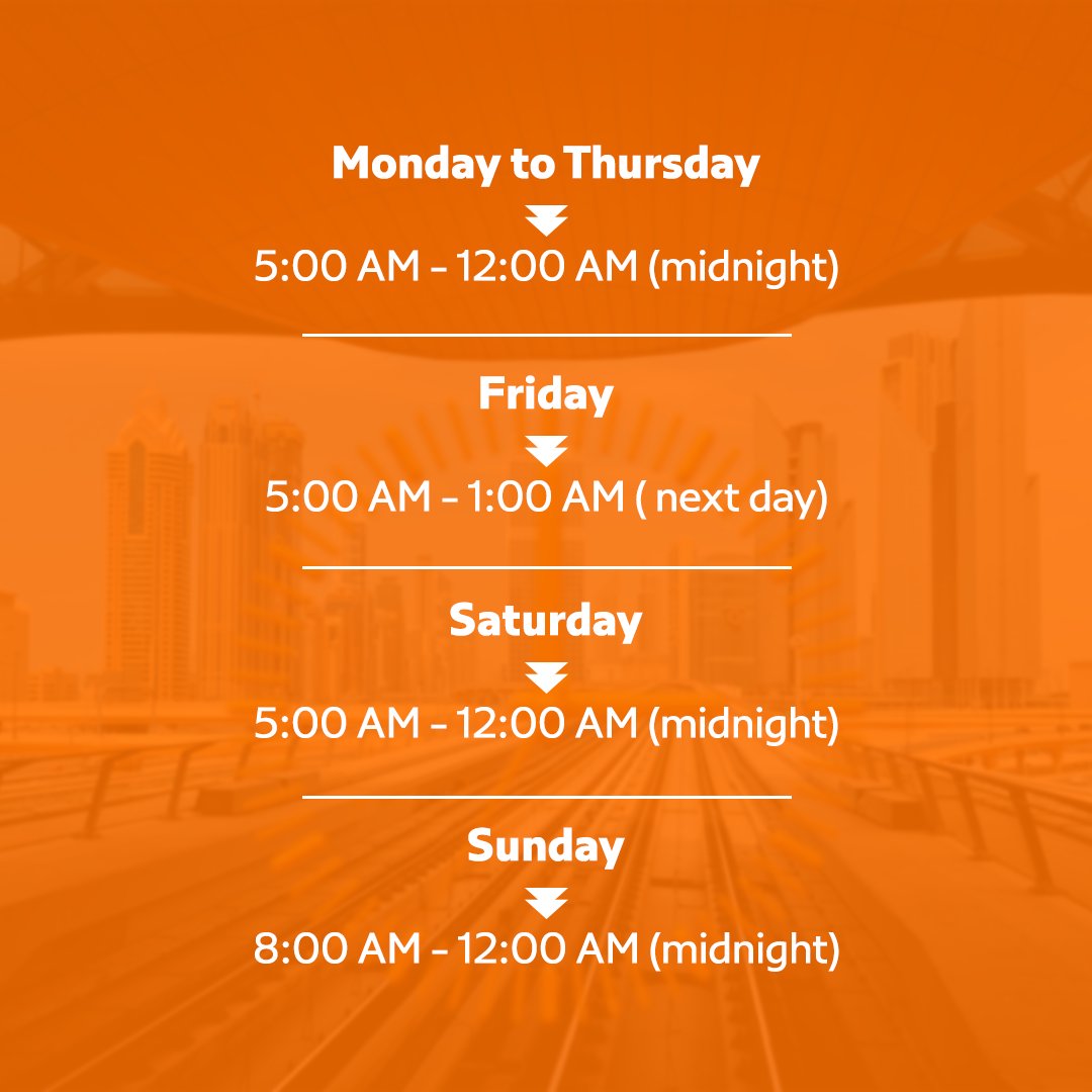 DubaiMetro's tweet photo. #DubaiMetro is ideal to embark on your daily &amp; entertaining journeys, per the operating hours. Check your nol card balance before departing (minimum of AED 15 for a round trip).
Recharge your balance using #nolPay app on App Store, Google Play, or Huawei AppGallery. https://t.co/EsRKxTt6s8
