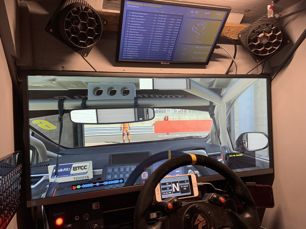 Rig_Racer's tweet photo. We are now reaching the final stage in my #simrig setup and it’s what I now use for my #Simracing I swapped out my DIY wooden rig for a #simlabs GT1 EVO and a rather bright bucket seat ! With the sim cupboard now painted I think it’s time to stop tweaking, maybe 🤔 https://t.co/SylYIppyW4