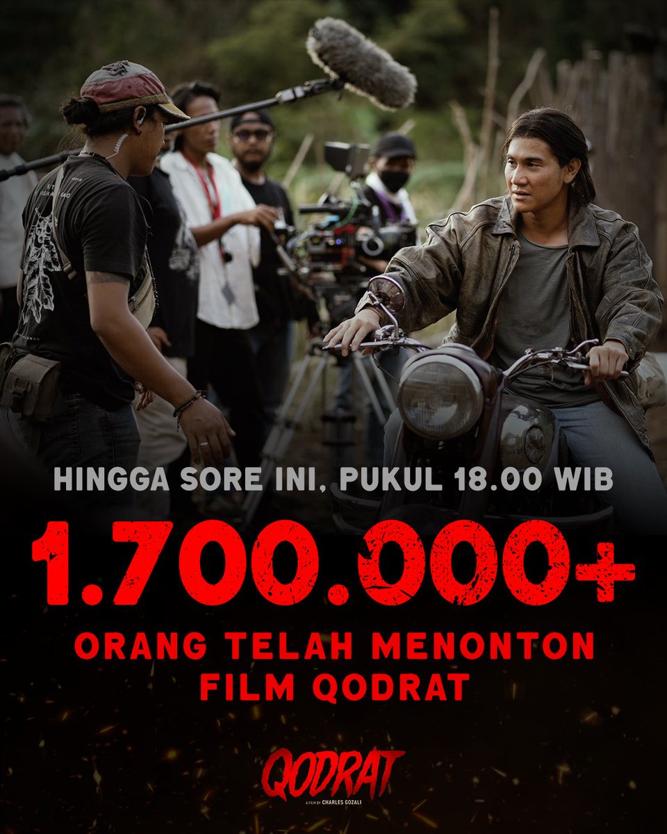 1,7 JUTA+ orang telah menyaksikan film Qodrat hingga sore ini pukul 18.00.

Terima kasih tak terhingga untuk teman-teman yang telah menyaksikan dan mendukung film Qodrat 🙏🏻

Qodrat masih tayang di bioskop. Yang belum nonton, beli tiketnya sekarang ya.

#Qodrat
