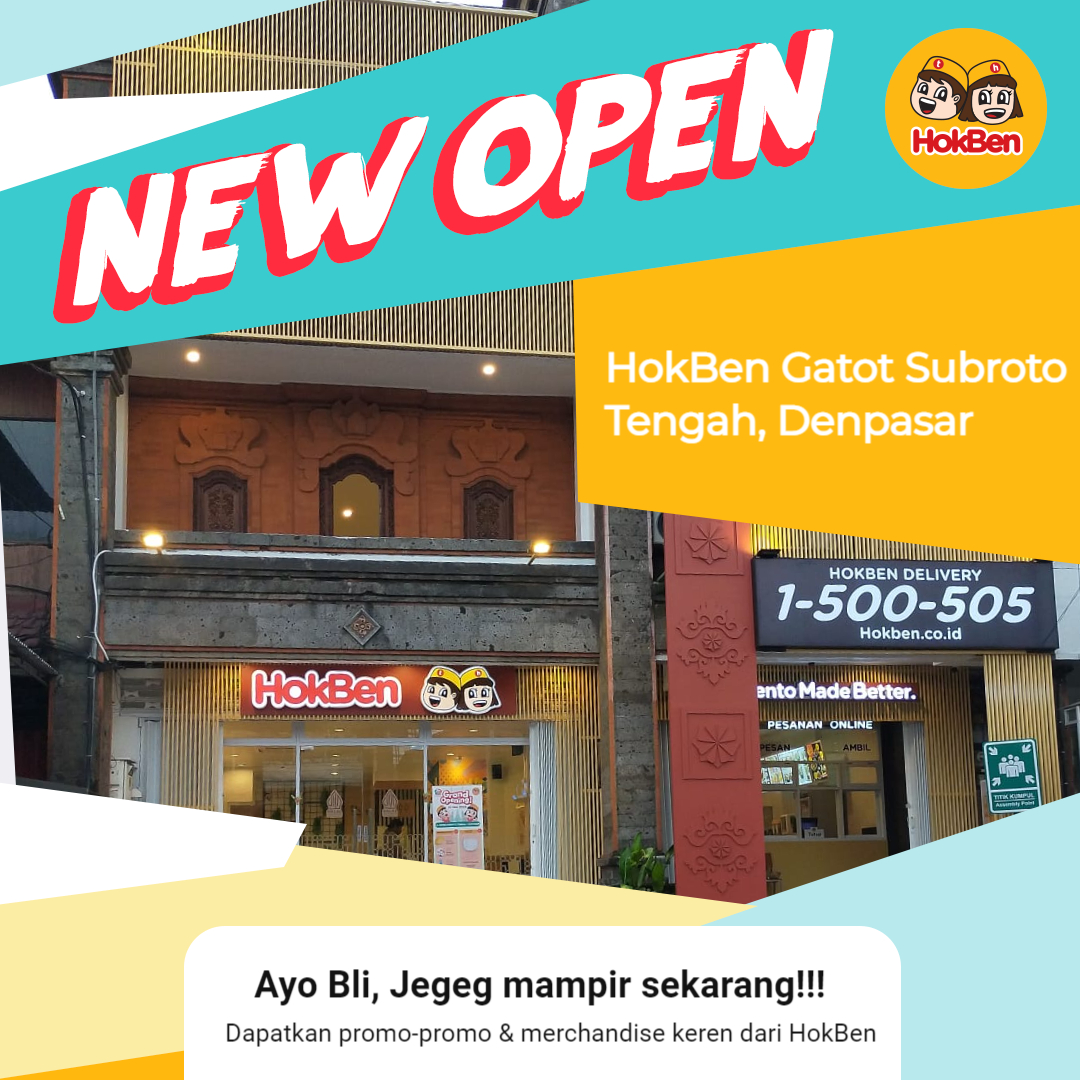 HokBen's tweet photo. Halo Semeton Bali... Satu lagi HokBen buka di wilayah kamu!
Sudah buka hari ini HokBen Gatot Subroto Tengah, Kota Denpasar, Bali.
Yuk Bli, Jegeg datang sekarang! Matur Suksma
#HokBenBaru #HokBenGatsuTengah #HokBenDenpasar #openingstore #menyatukanrasa #japanesefood #halal https://t.co/dx8CYmO92j