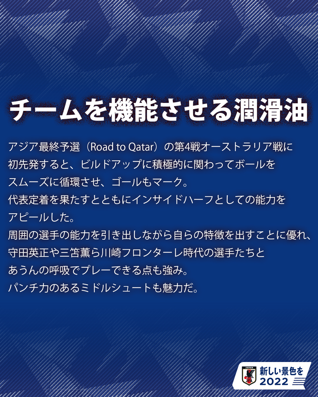 【美品】SAMURAI BLUE 田中碧　タペストリー　新しい景色を　2022 プレミアリーグ開幕戦で活躍した、日本代表田中碧選手の川崎