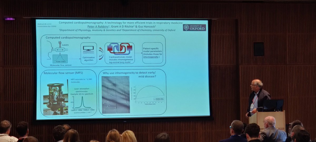 BritPharmSoc's tweet photo. On to flash poster presentations. Prof Peter Robbins @UniofOxford starts us off with an analogy of chewing gum on pavement representing disease in the lung, with his poster: 'Computed cardiopulmonography: A technology for more efficient clinical trials in respiratory medicine?'. https://t.co/doWLT8SdwR