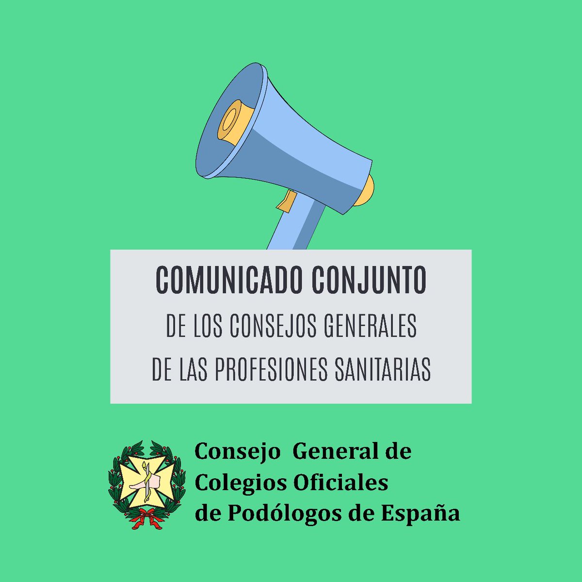 Comunicado conjunto del Consejo General de Podologos de España, junto con el de Dentistas, Farmacéuticos, Fisioterapeutas, Logopedas, Médicos, Psicólogos y Ópticos Optometristas.

Accede aquí ➡️ my.mtr.cool/vpccwszbde