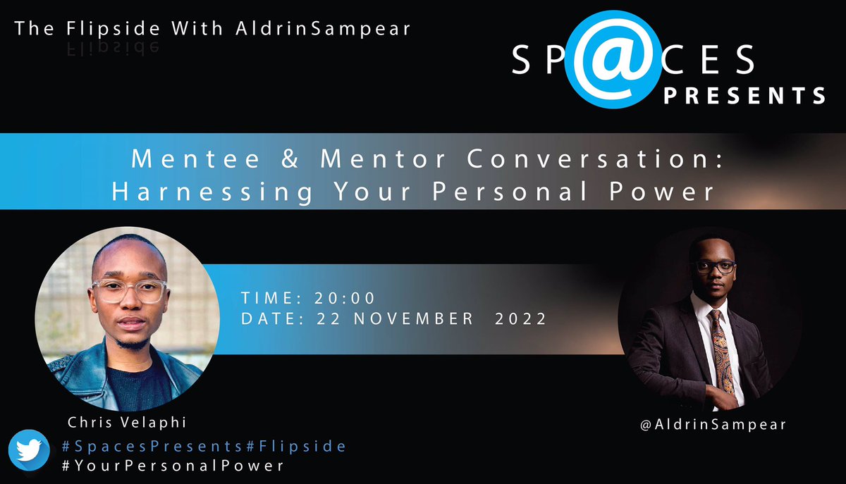 SpacesPresents's tweet photo. Coming up tonight on #TheFlipside; 

@Iamchrissyvee leads us in conversation with his mentor @AldrinSampear about harnessing your personal power. 

See you at 8PM! https://t.co/SlYHx6Plme