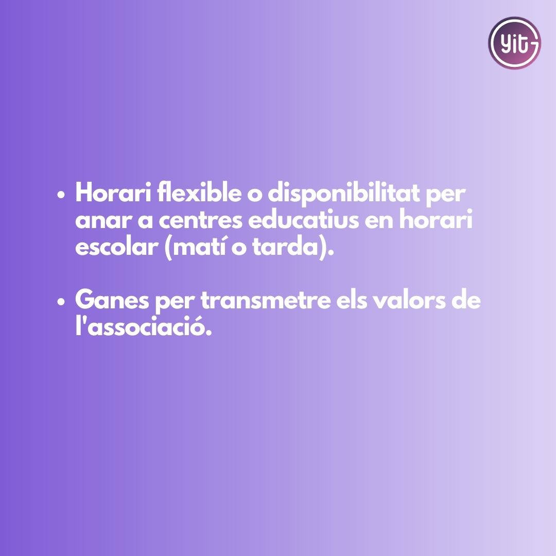 ‼️OBRIM PERÍODE D'INCORPORACIONS‼️

Busquem voluntàries amb disponibilitat horària per dinamitzar activitats en centres educatius .Si et ve de gust formar part de les YITG, aquest és l'espai i el moment.💜

📨 Envia'ns un correu abans del 28 de novembre al hello@youngitgirls.org.