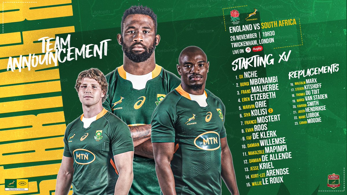 Four new players have been included in the #Springboks starting line-up ...