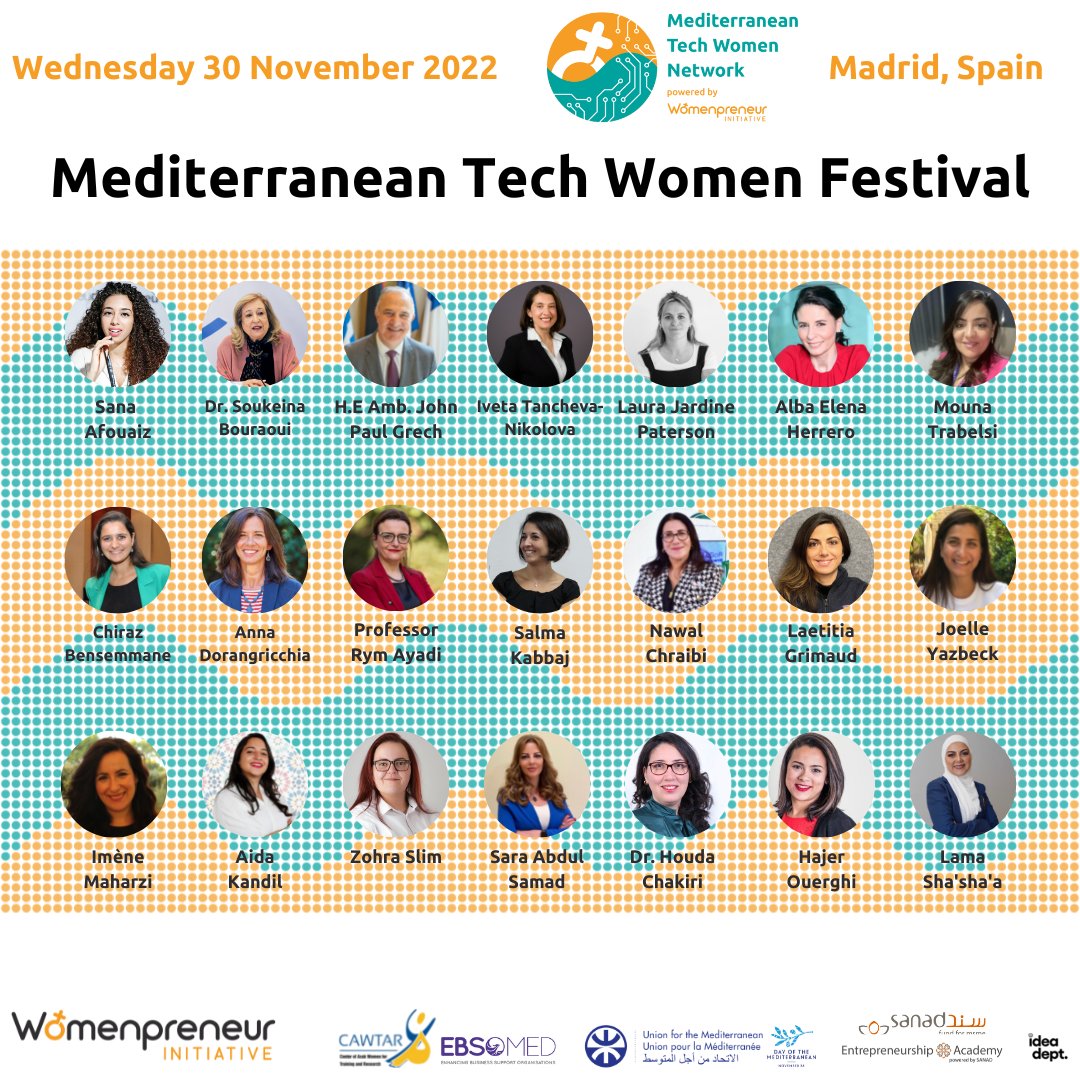 Let’s meet at the "Mediterranean Tech Women Network" Festival 🤩 The programme will include various discussions and exchanges on women's place in innovation, technology and digital entrepreneurship, and much more ! More info : womenpreneur-initiative.com/mtwn
