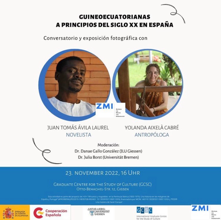 DiML_JLU's tweet photo. Morgen Nachmittag, um 16Uhr, „Guineoequatorianas a principios del siglo XX en España“ - Lesung mit Juan Tomás Ávila und Yolanda Aixelà Cabré @GCSC_JLU 17:30Uhr: Eröffnung zweisprachiger Ausstellung zum Thema mit kleinem Umtrunk https://t.co/ae6eGM8fSm