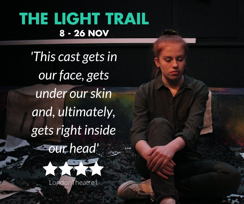 It's the final week of Lydia Sabatini's 'extraordinarily powerful' (<a href="/TheReviewsHub/">The Reviews Hub</a>, ★★★★) play about psychosis - and there are £10 tickets for under 25s, individuals with South Asian heritage, and anyone neurodivergent: bit.ly/3zaY2mW #HopeAutumn #TheLightTrail