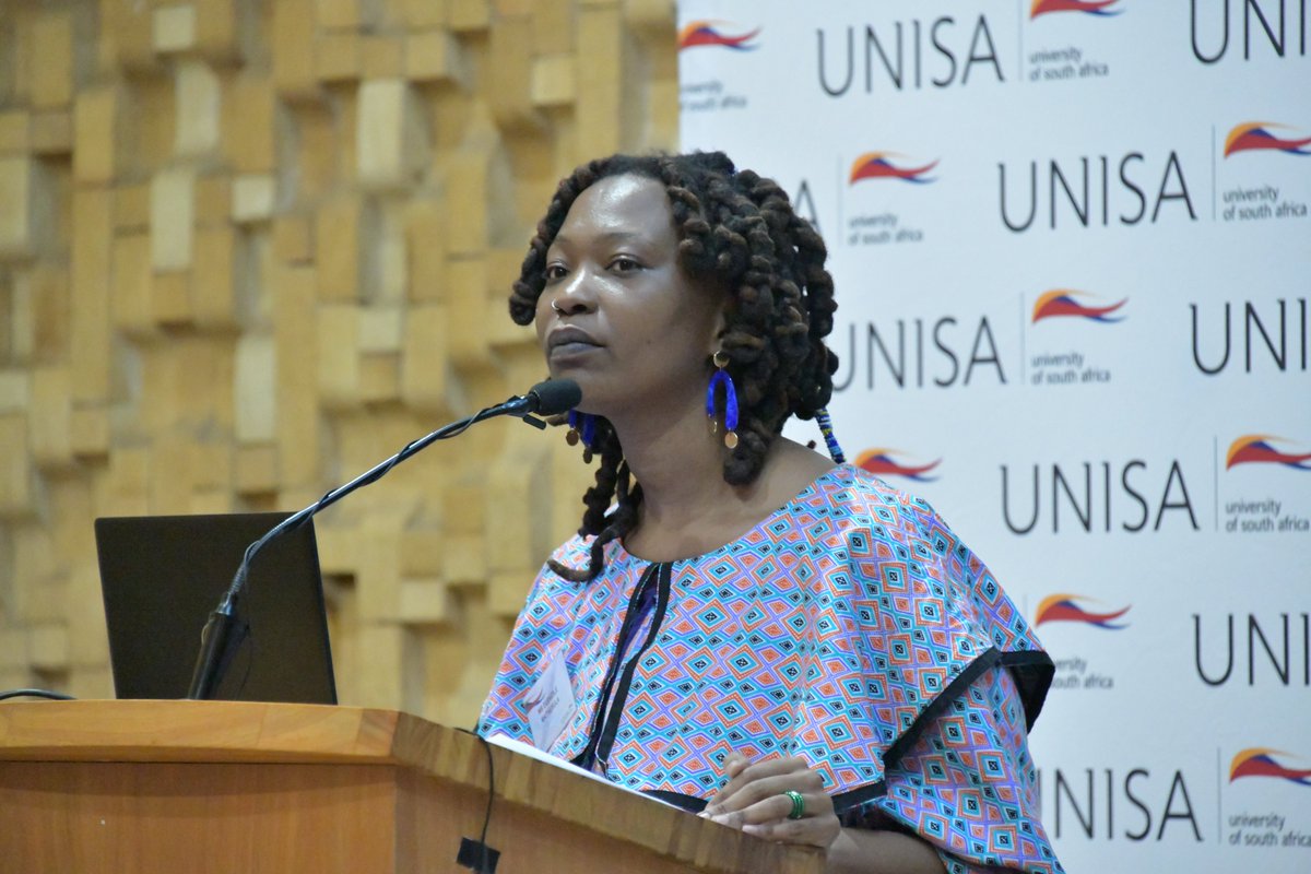 UnisaTransform1's tweet image. Ms. Duduzile Mathebula presenting her paper on &quot;Isintu the practice: How to use material culture to invoke wholeness&quot;
#TransformationConference