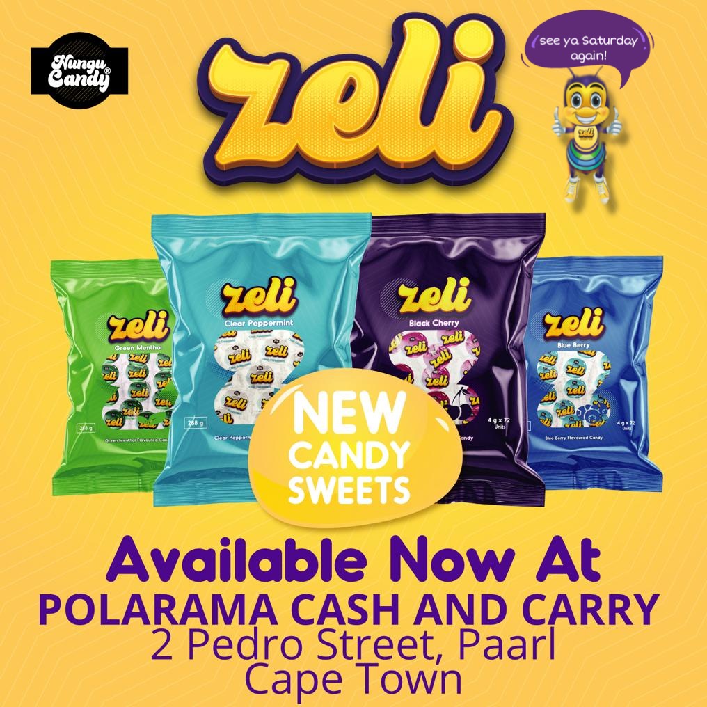 zeli_candy's tweet photo. Ever wanted to try some of our #zelicandy ? Well, here's your chance! 😉 Pull through this weekend at Polarama Cash and Carry, Cape Town!! 💚🤍💜💙 https://t.co/MaP3N17HBY