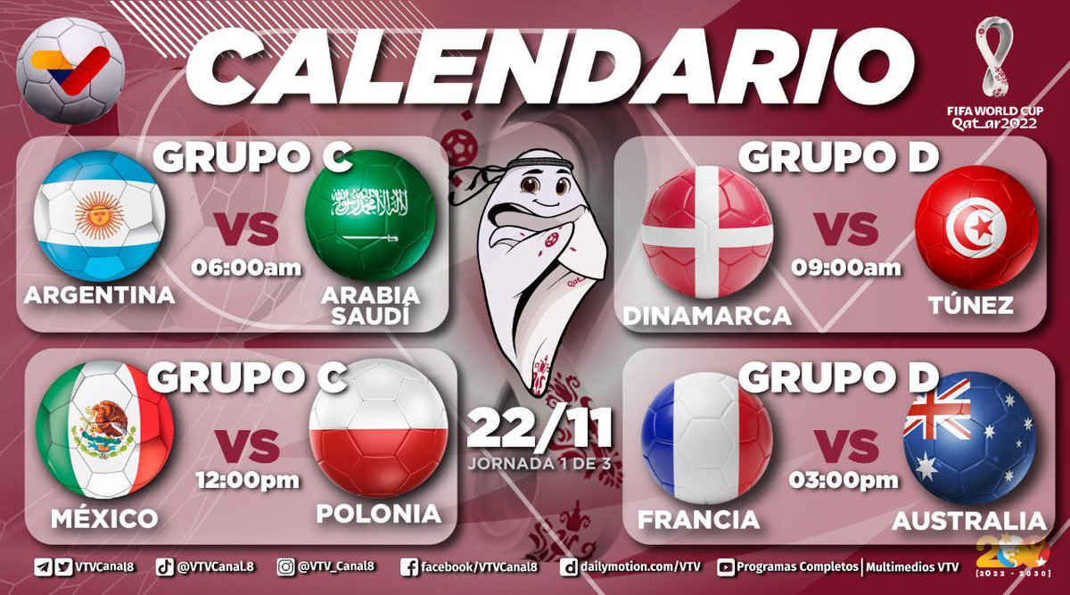 #Qatar2022⚽| Aquí te mostramos los juegos del Mundial de Fútbol Qatar 2022, correspondientes a la jornada de este #22Nov 👇

¡Vive con nosotros la fiebre del balompié!
 
#LaGuayanaEsequibaEsNuestra