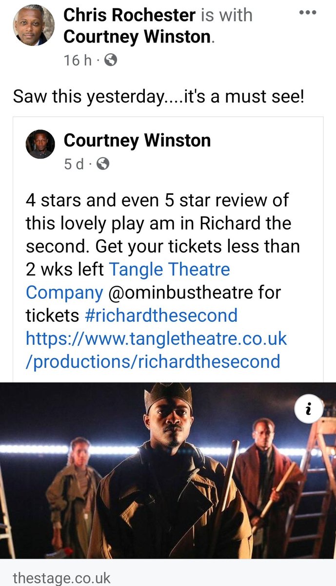 Last week guys of #richardthesecond <a href="/TangleTheatre/">Tangle</a> and <a href="/OmnibusTheatre/">Omnibus Theatre</a> get your tickets!! Don't miss out on this 5 star show