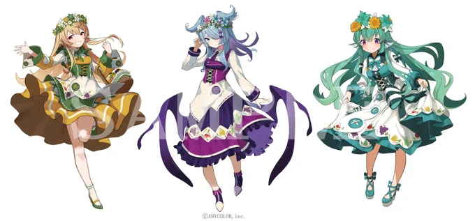 にじさんじEN所属 Pomu Rainpuff(ぽむ れいんぱふ)様  Elira Pendora(エリーラ ペンドラ)様 Finana Ryugu(フィナーナ 竜宮)様のThanksgiving衣装イラストを担当させて頂きました。宜しくお願いいたします。#NIJISANJI_EN #LazuLight 