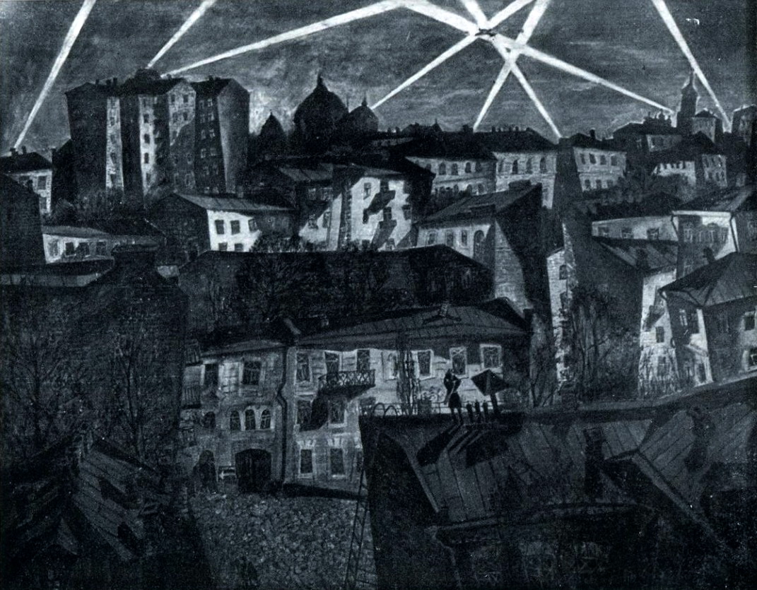 adrozd83's tweet image. Самуїл Каплан: &quot;Київ. Повітряна тривога&quot;, 1972 рік #Київ