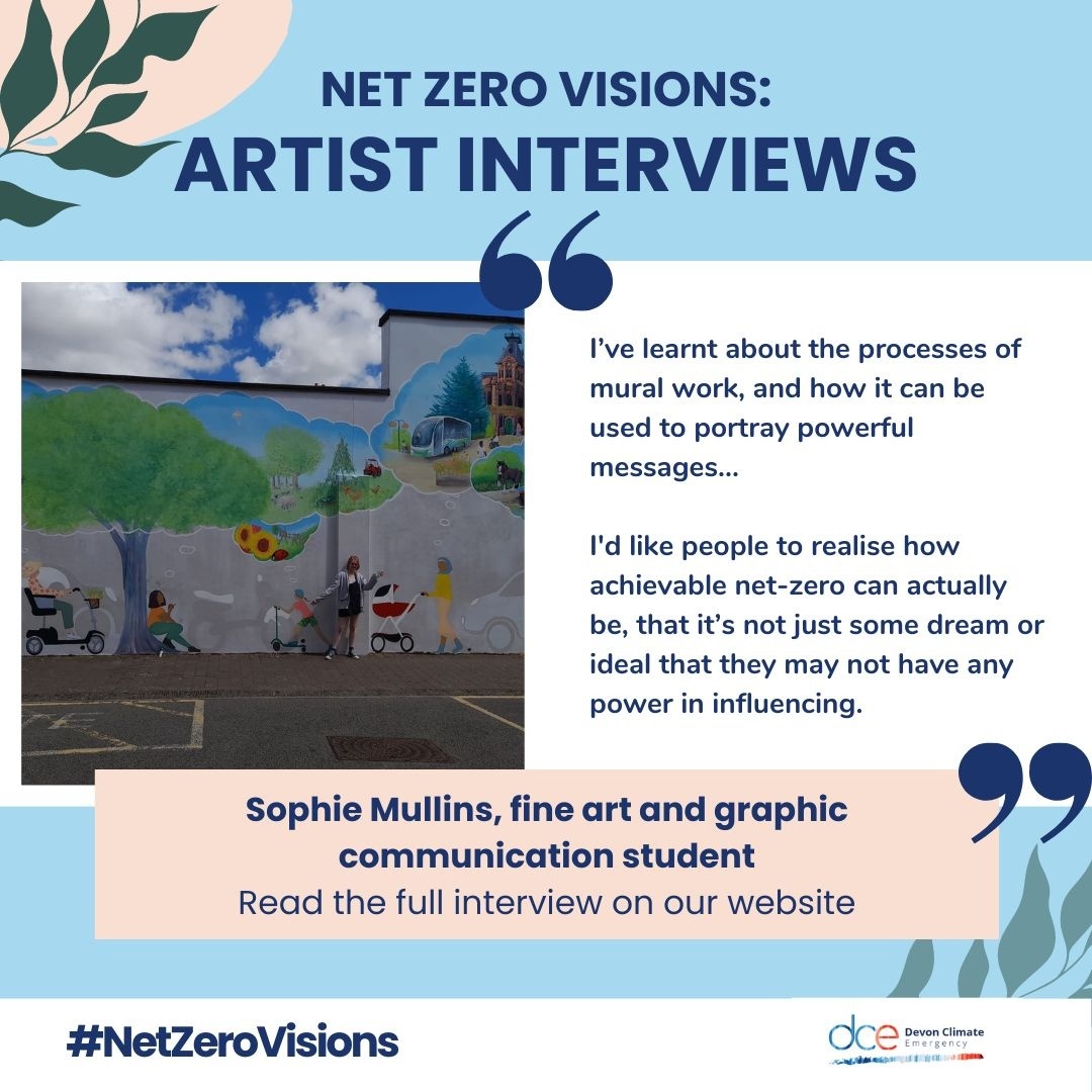 devonclimate's tweet image. We sat down with #NetZeroVisions artist Sophie Mullins, fine art and graphic communication student who supported Kate Crawfurd with the Tiverton mural, for a behind-the-scenes look at her creative process:

soc.devon.cc/SophieMullinsI…

@PlymEarth @ExpNarrative @netzerovisions