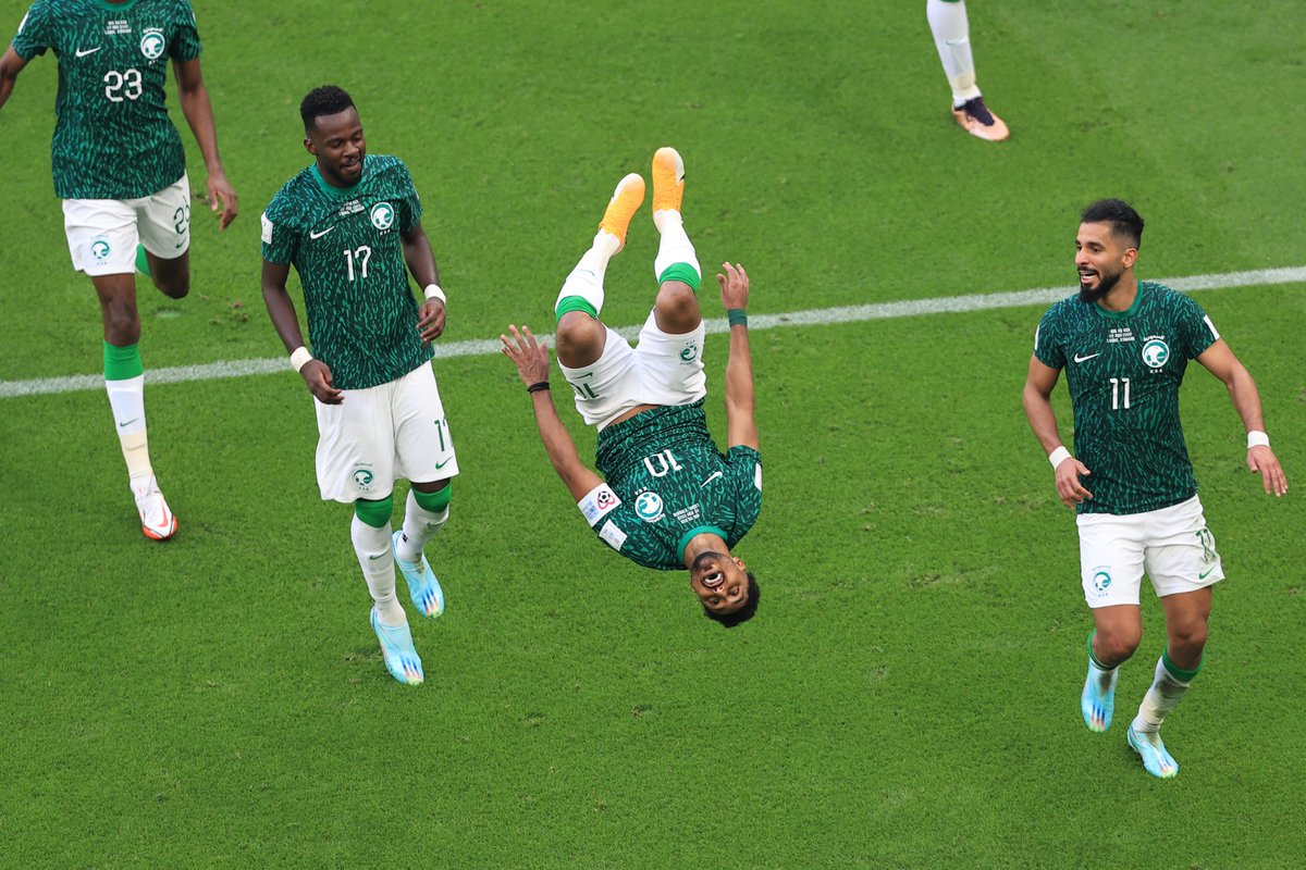 JacobsBen's tweet photo. What an incredible moment for Saudi Arabia and Salem Al-Dawsari. One of the great World Cup shocks. KSA end Argentina's 36-game unbeaten run with a stunning and fully deserved win.👏 https://t.co/qmKOjwgYlm