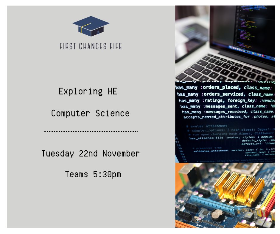 S4, it's Tuesday which means tonight we are exploring more Higher Education options!
Courses in Computer Science can help you develop strong software development skills and introduce you to a wide range of career options 💻
Join us tonight at 5:30pm to learn more! 😀