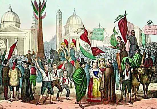 A Roman republic in 1849 AD, taken from https://en.wikipedia.org/wiki/Roman_Republic_(1849)#/media/File:Rossetti_-_Proclamazione_della_Repubblica_Romana,_nel_1849,_in_Piazza_del_Popolo_-_1861.jpg