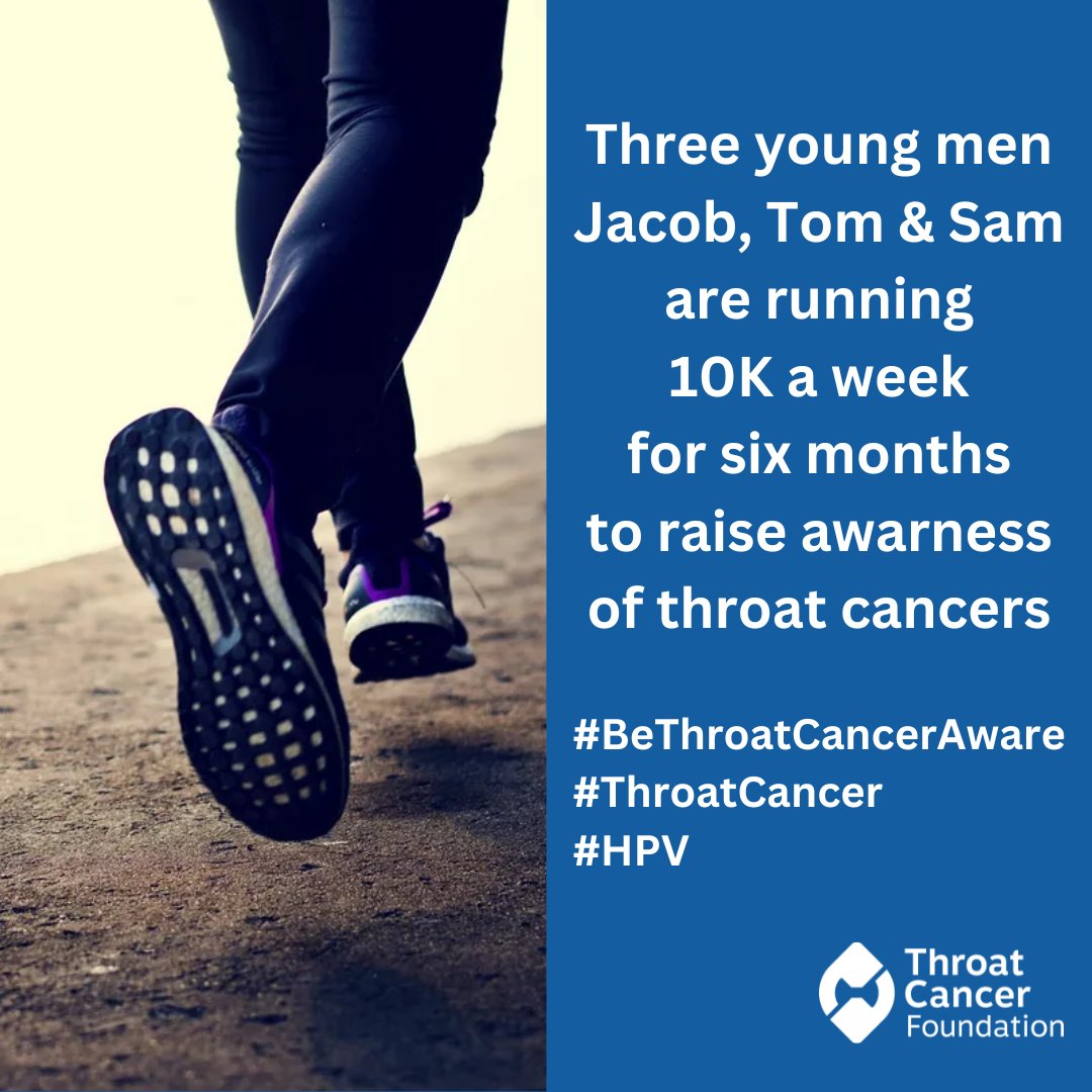 Please donate and help them reach their goal.

justgiving.com/page/jacob-tom…

#HPV #ThroatCancer #BeThroatCancerAware #ThroatCancers #TCF #ThroatCancerFoundation #Charity #Running