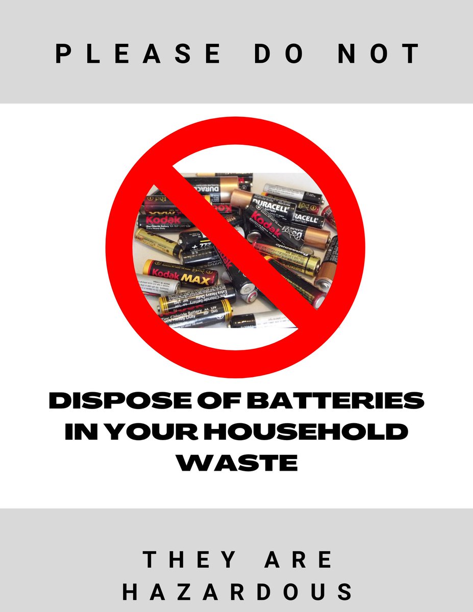 Today @kentfirerescue were called after a bag of batteries was put into general waste.  Batteries contain lithium + other metals & acids which caused a series of explosions within our collection vehicle.
Our HWRCs, libraries & most supermarkets have free battery recycling points.