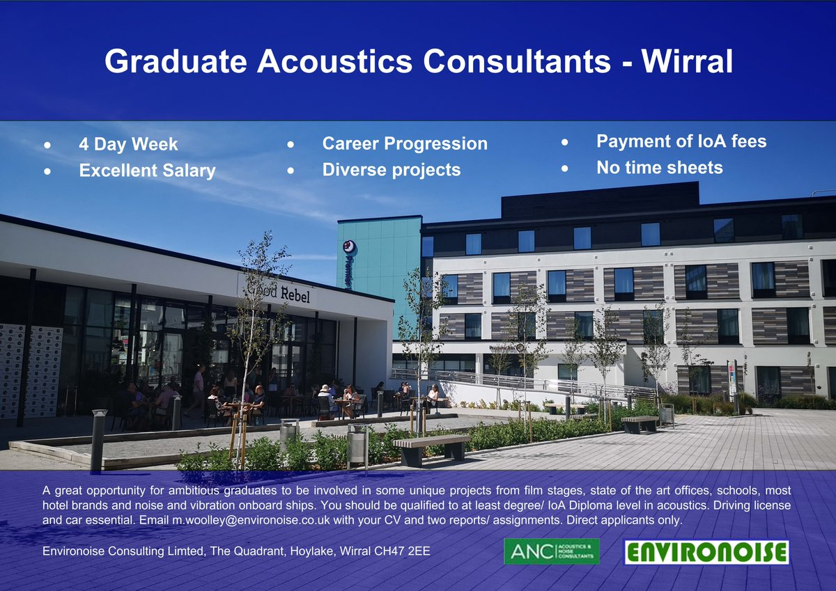We are recruiting! #jobadvert #acoustics #acousticdesign #construction #graduatejobs #graduatecareers #consultancy #environmentalconsultant #environmentalconsulting #environmentalservices #industrialjobs