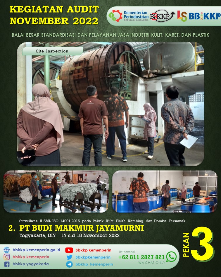 BbkkpKemenperin's tweet image. Pekan ke 3 Bulan November 2022 kemarin, Lembaga Sertifikasi BBSPJIKKP melaksanakan 2 kegiatan audit:
1. PT TRIMUKTI WIRAPRATAMA di Jakarta Barat, DKI Jakarta
2. PT BUDI MAKMUR JAYAMURNI di Kota Yogyakarta, DIY

#kemenperin_ri #bbspjikkp #bbkkp
#sertifikasi #audit #jagaindustri