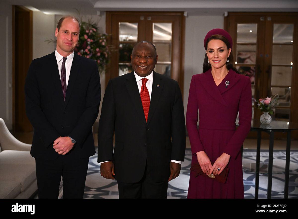 President Cyril Ramaphosa is greeted by the Prince and Princess of Wales as he begins his State Visit to the UK. President Cyril Ramaphosa will meet with King Charles III and further senior members of the royal family over the next two days. 📷 @Alamy
