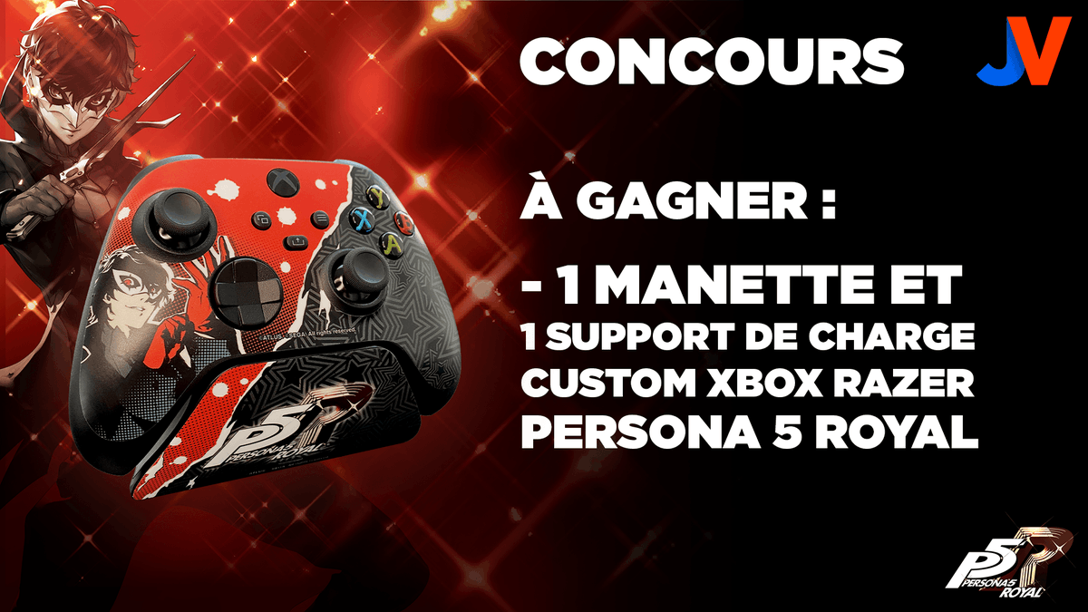 🔴🎁 CONCOURS PERSONA 5 ROYAL 🎁🔵

À gagner :

- 1 MANETTE et 1 SUPPORT DE CHARGE CUSTOM XBOX RAZER PERSONA 5 ROYAL

Pour participer :
🎁 RT+Follow @jvcom et @plaion_fr 🎁
🎉 1 gagnant 🎉

TAS le 29/11 
docs.google.com/document/d/1gf…