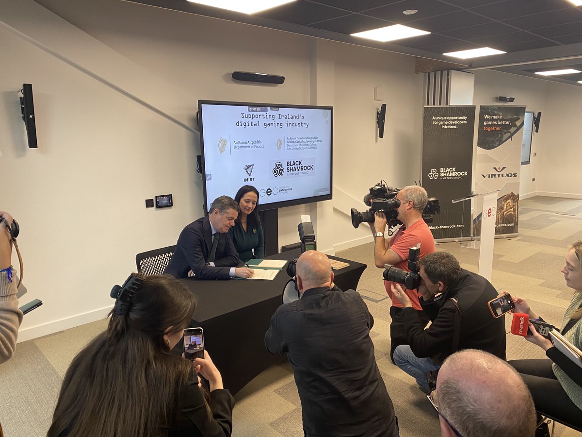 _Black_Shamrock's tweet image. We were delighted to host the official launch of the Tax Credit for Digital Games in Ireland at the @_Black_Shamrock offices at @GECinD8 this week with Ministers @Paschald and @cathmartingreen. 🎉
#gamesindustry #irishgames #irishgamedeveloper @Imirt_ie @IRLDeptFinance