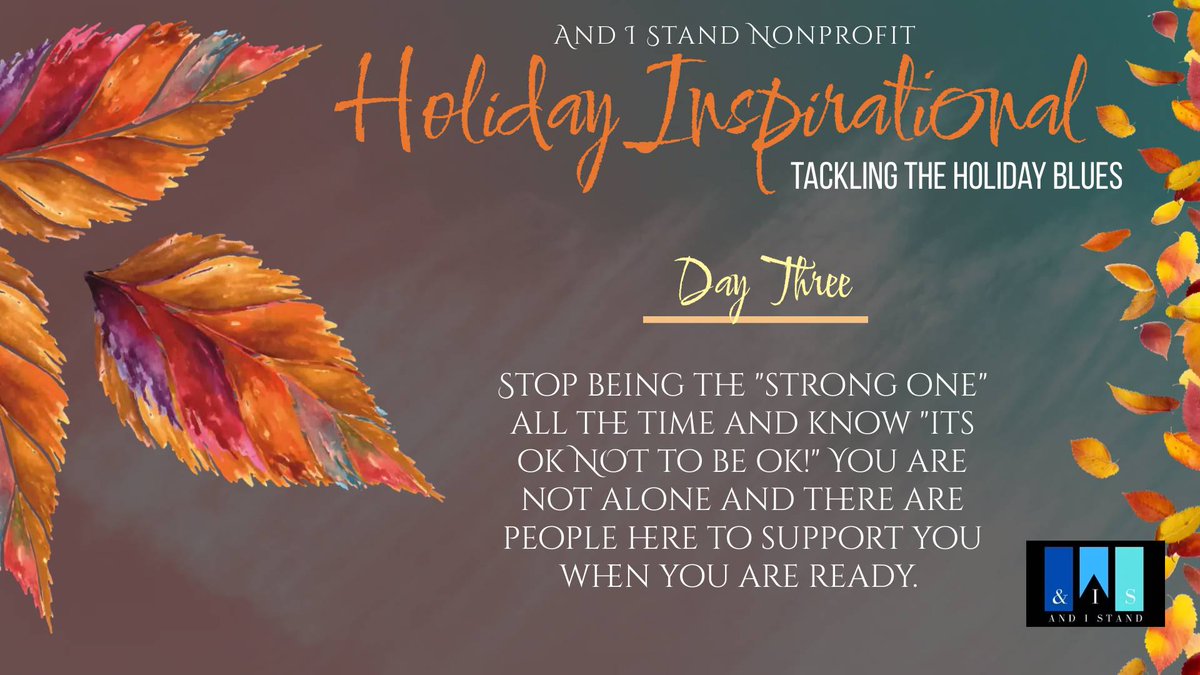 AndIStandOrg's tweet photo. #Day3 STOP saying things like, "I'm good", if you are not. You have to be realistic &amp; acknowledge that something is not right.
Remember, if you are going through something, "It's OK not to be OK." Give that cape a rest and have your moment. 

#holidayblues #holiday #mentalhealth https://t.co/q4Hfmt7SSm