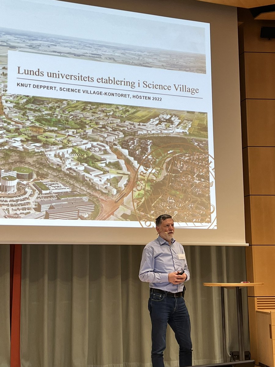Presentation av Knut Deppert om Lunds universitets etablering i Science Village under Region Skånes Lärträff om samhällsnyttan med ESS och MAX IV.