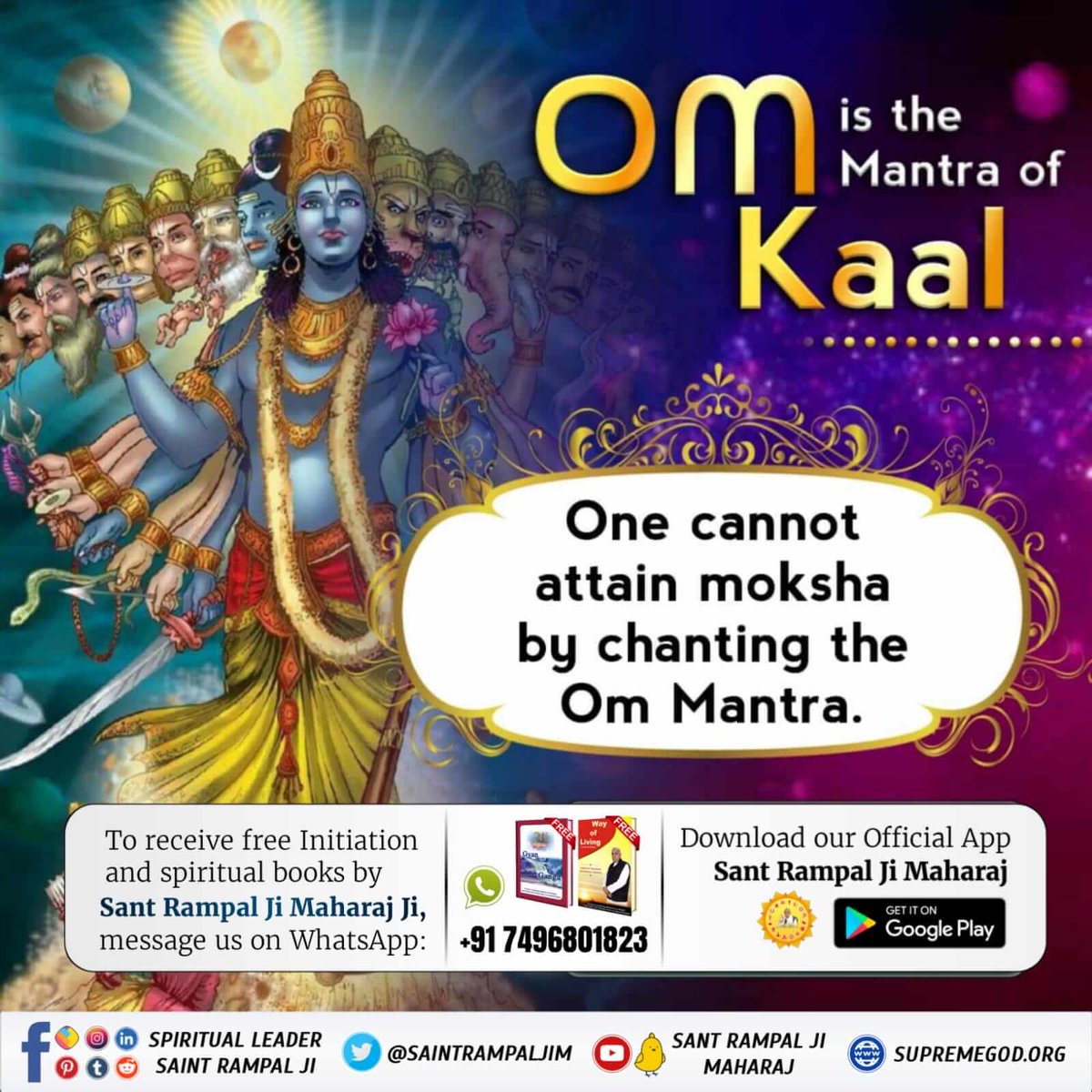 #भगवदगीता_के_गूढ़_रहस्य
Om is the mantra of kaal brahm is shrmad bhagavad Gita chapter 8 verse 13 ,brahm has told the mantra of his Worship the Om is the only one word for me (Brahm). 
To know More Visit Satlok ashram Youtube chanel