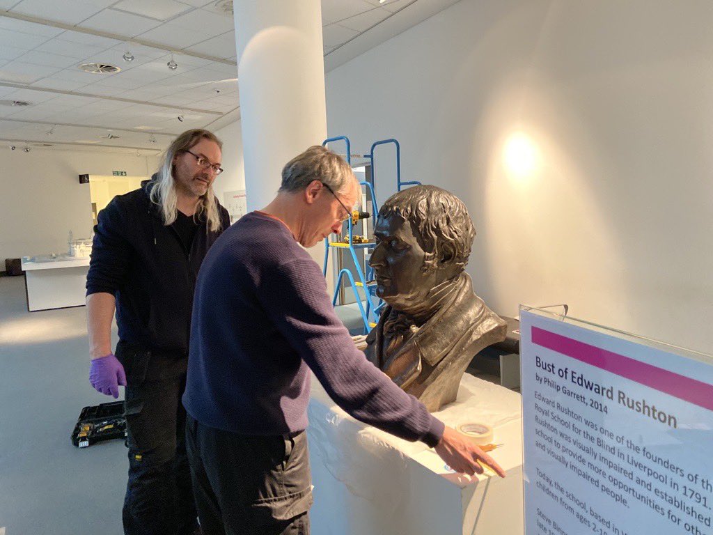 MuseumLiverpool's tweet photo. Edward Rushton, Liverpool poet, abolitionist and founder of the first blind school in the county died #OTD in 1814.
Today, in his memory, this bust (by artist Philip Garrett, 2014) and a tactile version, for visitors with visual impairments went on display ❤️ https://t.co/2ItcXtEUYd