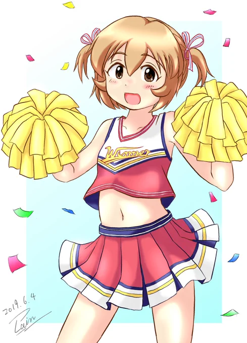 #いいツインテールの日 つい先日描いた千佳ちゃんと、昔描いたショートツインテール(?)の小春ちゃん～#横山千佳 #古賀小春 