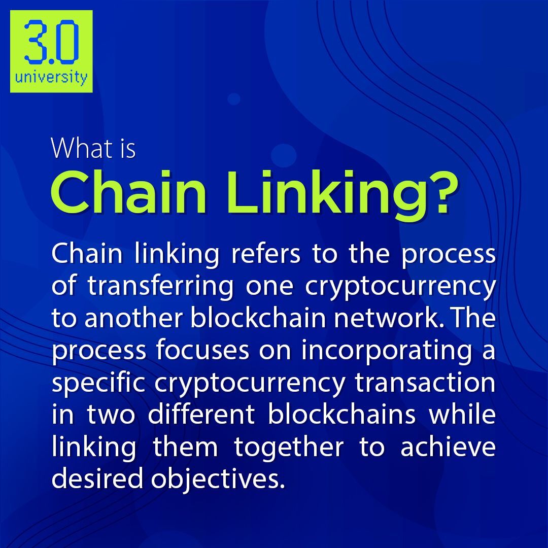 real3uni's tweet photo. What is Chain Linking?
.
.
Learn everything you need to know about Blockchain Technology NFT's & Metaverse π
Enroll Today: https://t.co/tv4KNm8MAL
.
.
π·οΈ #3university #3verse #chain #chainlinking #blockchain #blockchaintechnology #cryptoexchange https://t.co/0S7RlwejRZ