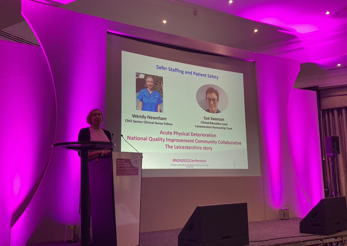 NPAGUK's tweet photo. Next up we have @WendyNewnham discussing ‘Acute Physical Deterioration: A National Quality Improvement Community Collaborative’ and Sue Swanson sharing her very informative Leicestershire Story - thank you both for joining us at the #NPAG #NDN2022Conference https://t.co/mDf4DZOlcJ