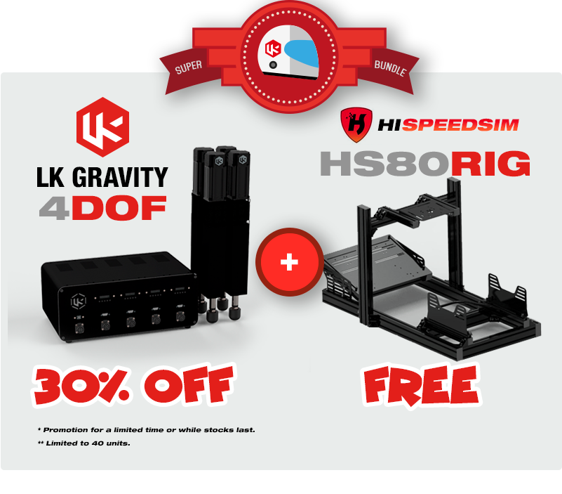 Now for the purchase of an LK Gravity 4DOF system you get 30% discount and we also add a chassis HS80SIMRIG (RP 700€) from HI-SPEED SIMULATORS for free. Don’t let anything to stop you!
store.logykal.com/en/product/lk-…