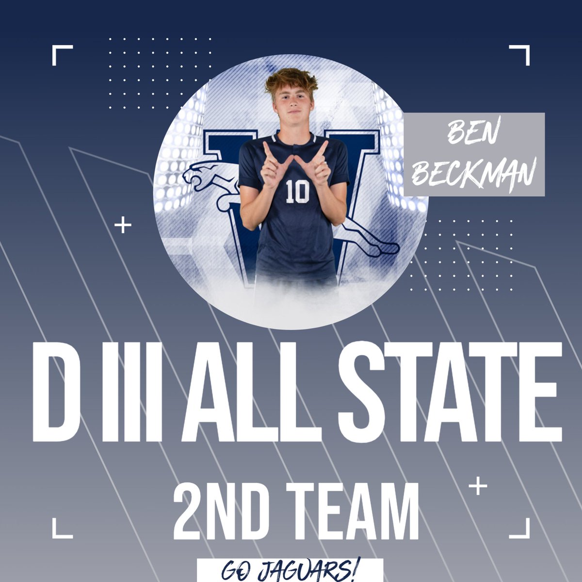Congratulations to Ben Beckman for being named DIII 2nd Team All State for his excellent performance on the soccer field this Fall! Way to go Ben!