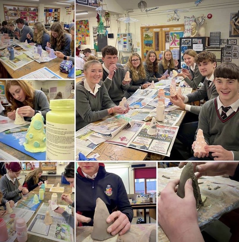 Ms O’Connor’s TY Art Short Course students busy with preparations for the Christmas Market