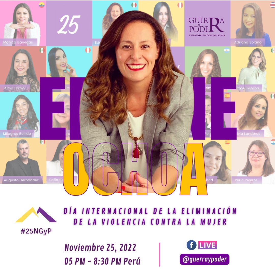 ♀️ Día Internacional de la Eliminación de la Violencia contra la Mujer

Conversatorio #25NGyP
<a href="/edurneochoa/">Edurne 🐆</a> 🇲🇽

📆 25 noviembre
⌚ 17 horas 🇵🇪
🔁 Sigue la transmisión por fb guerraypoder: facebook.com/guerraypoder
.
.
.
#25n #noalaviolenciacontralasmujeres #mujerespoliticas #ComPol