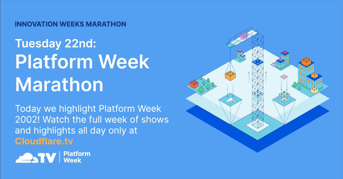 CloudflareTV's tweet image. It’s Day #2 of our Innovation Weeks Marathon. Start your Tuesday off right with a return to Platform Week’s shows and highlights at cfl.re/2SPtgeK. #PlatformWeek #CloudflareTV cfl.re/2MHE3Ve