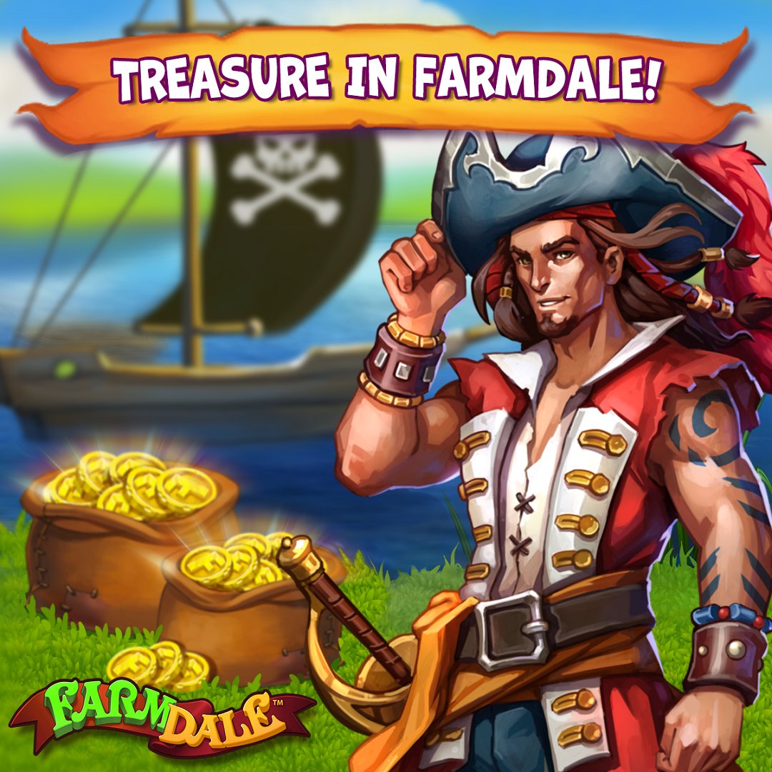 FarmDaleGame's tweet photo. Farmers! 📣 The Pirate Captain has docked in Farmdale and is asking for your help! Draw treasure 🗺️ maps, look for treasure chests and find gold doubloons! The more doubloons you have, the better 💎 the prize will be!
#gamegarden #farmdale #fdgame #farmdaleplay #keepcalmandplay https://t.co/dgE2xFm7Mw