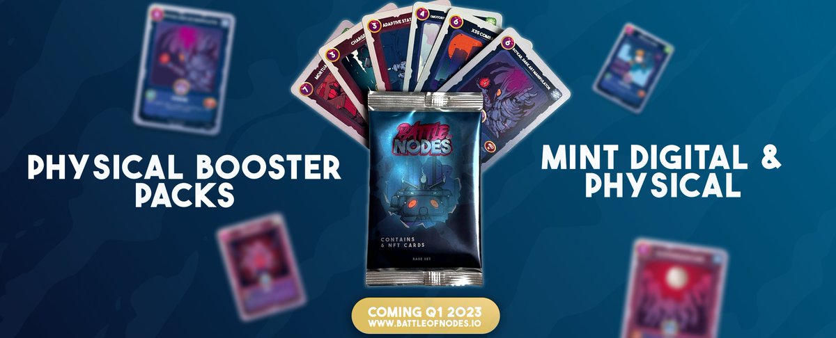 Physical Booster Packs coming in 2023! 👀📦

Get ready to put your hands on a real booster pack with real cards inside! Blurring the line between the metaverse and real life.

Holders will be able to mint an NFT Pack &amp; receive a physical copy 🔥🔥 

(more details soon)