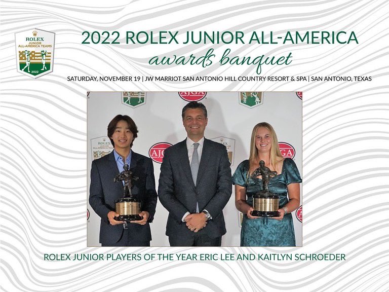 FlightScopeGolf's tweet image. Congratulations to all of the award winners at the 2022 Rolex Junior award banquet. FlightScope is honored to be the Official Tracking Technology of the AJGA, and we enjoyed the event at TPC San Antonio ⛳️🏆

 #performancedatayoucantrust #ajga #flightscopefamily